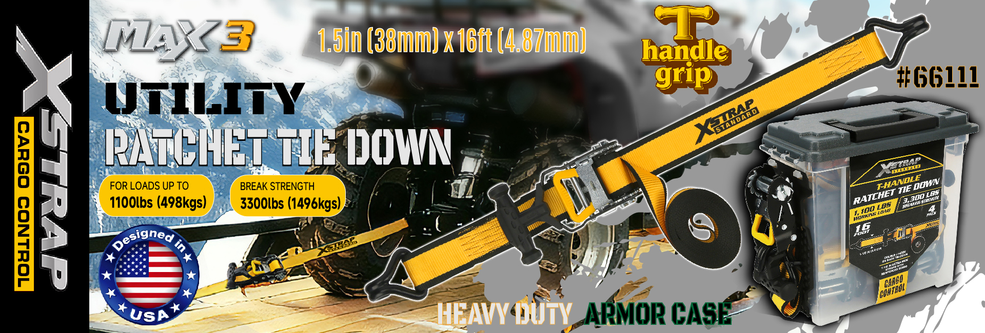 Xstrap 66111 Curele de fixare cu clichet cu mâner în T de 1,5