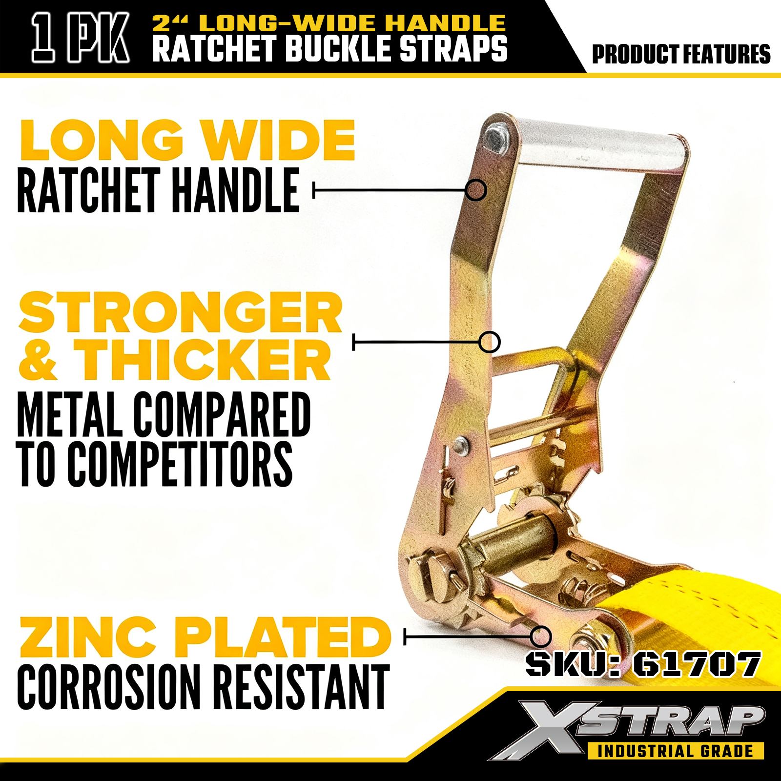 Xstrap 61707 Curele cu cataramă cu clichet cu mâner lat, 2