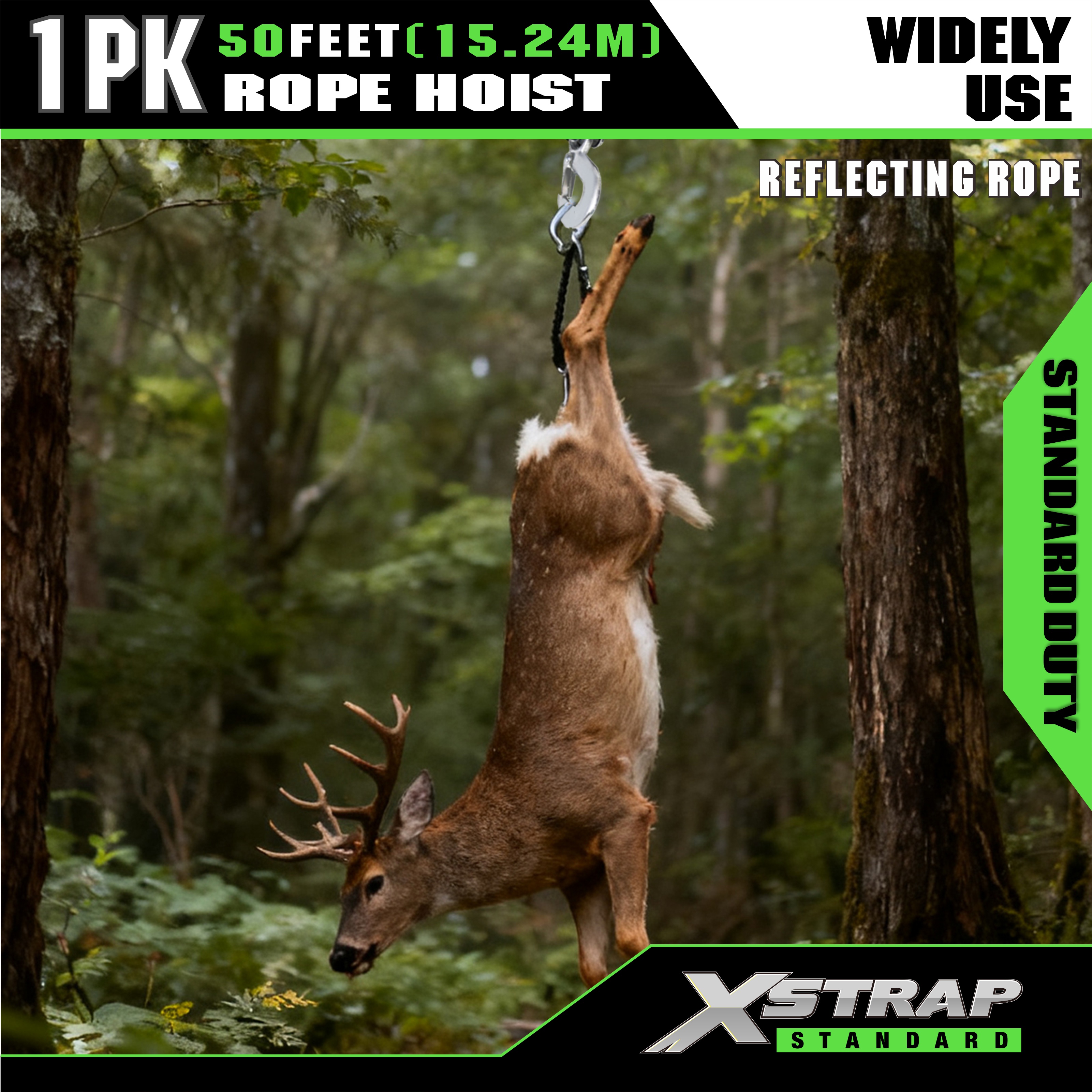 XSTRAP AHLT0003-negru reflectorizant sistem cu roată de ridicare cu cablu 1000LB