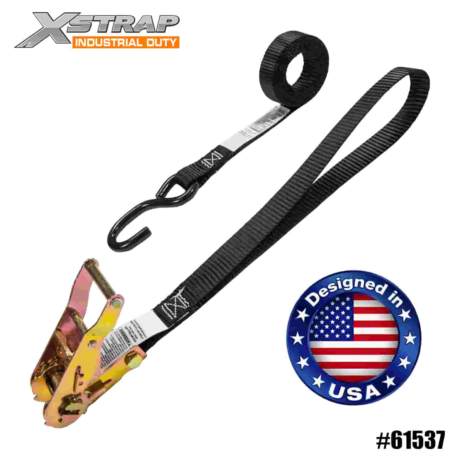 Xstrap 61537 1” x 6’ 4PK Cureaua cu clichet de fixare pentru motociclete cu buclă cusută de 12” 833 lb SWL