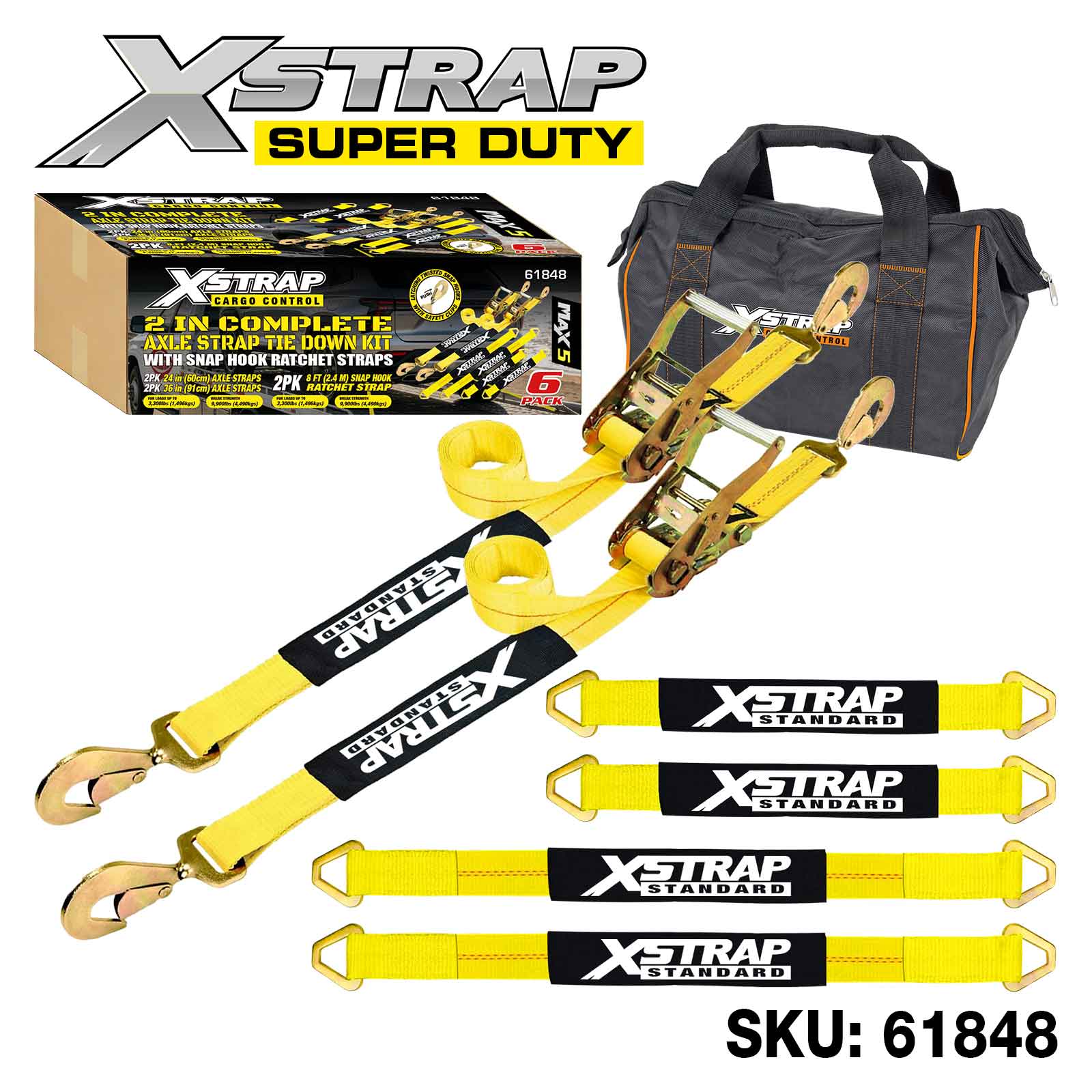 Xstrap 61848 6PK 2 inch Kit complet de prindere cu curele Alex SWL de 3300 lb
