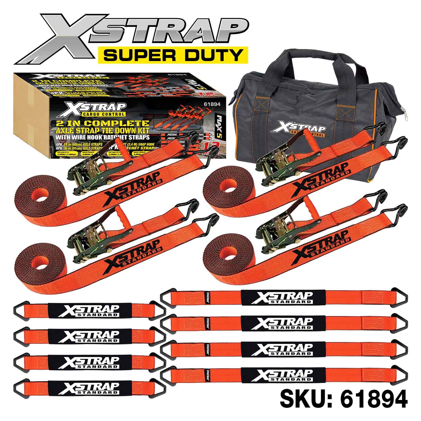 Xstrap 61894 12PK 2 inch Kit complet de fixare a curelei Alex, 3.300 lb SWL