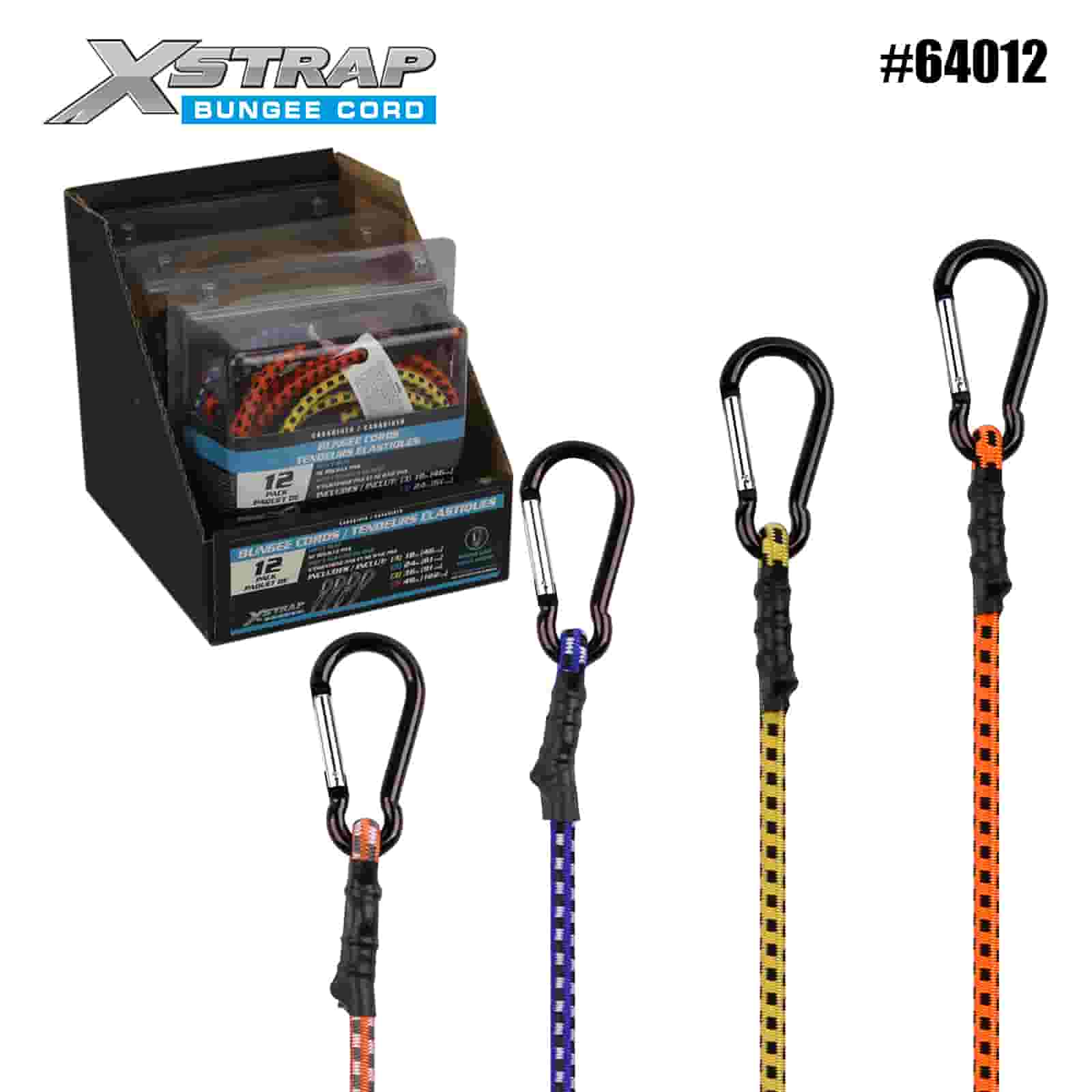 Xstrap 64012 12PK Încuietori cu arc pentru poarta Șnururi elastice de siguranță 8mm x 18”/24”/36”/ 48” 88-110lbs SWL